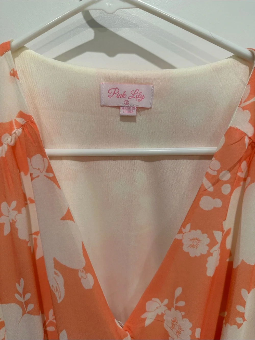 Pink Lily Coral and Cream Floral Wrap Maxi Dress - Picture 2 of 2